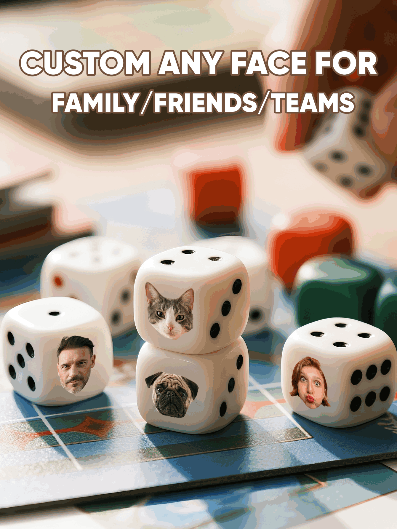 Dés à visage personnalisé, dés - Party Family Games avis et prix